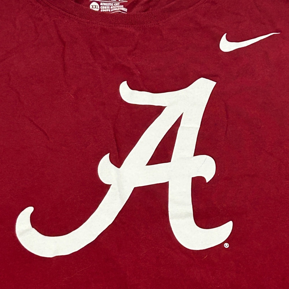 Alabama Crimson Tide Shirt Mens XXL Red Nike Tee Long Sleeve Athletic Cut Logo